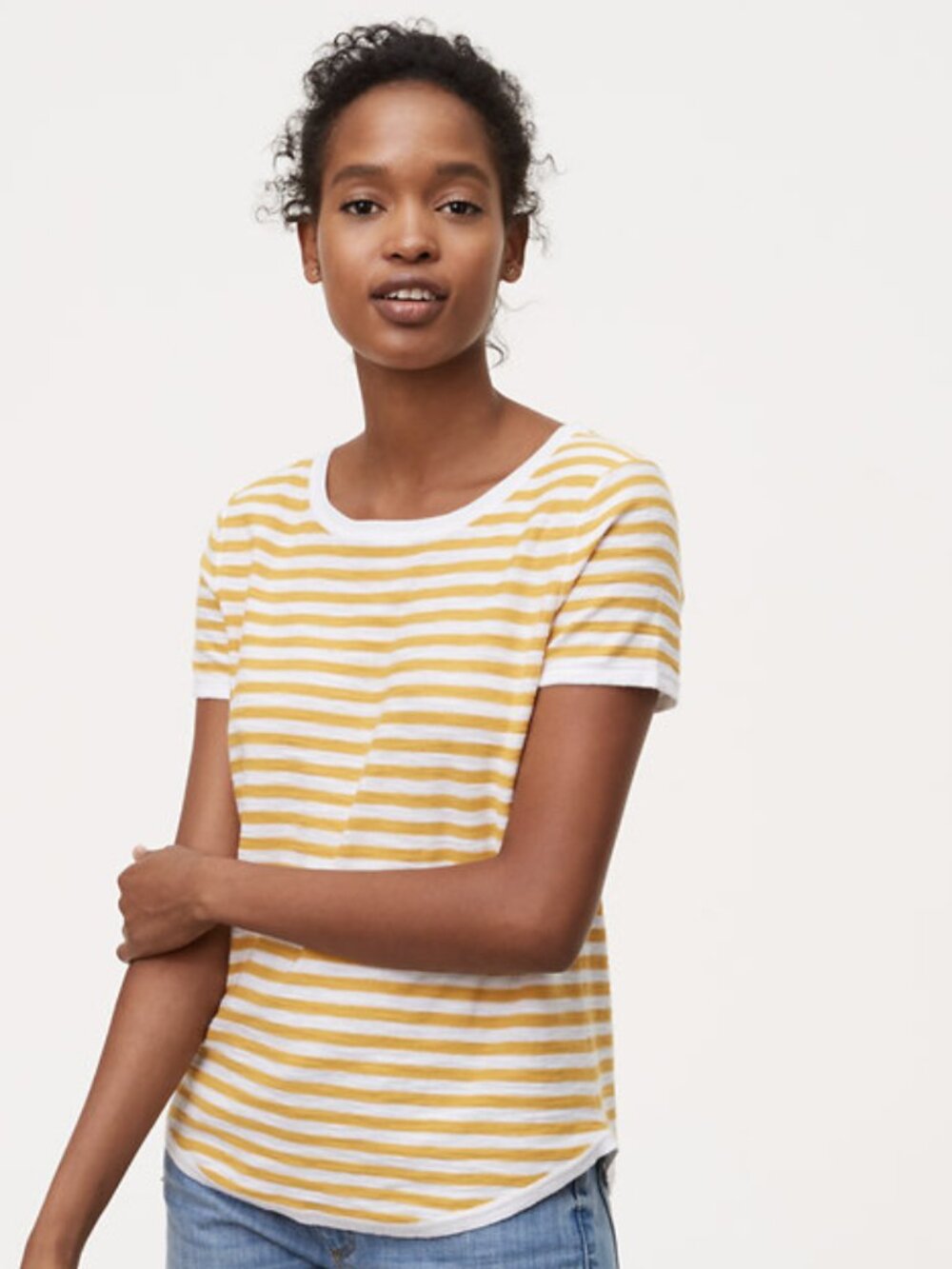NEW NWT Loft Striped Sweater Tee Color: Yellow/White